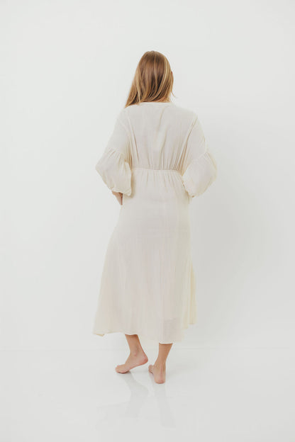 Hunter 100% Cotton Gauze Midi Dress in Soy - Bump Friendly *9/22 PRE-ORDER*