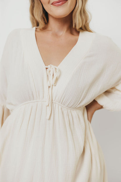 Hunter 100% Cotton Gauze Midi Dress in Soy - Bump Friendly *9/22 PRE-ORDER*