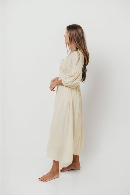 Hunter 100% Cotton Gauze Midi Dress in Butter - Bump Friendly