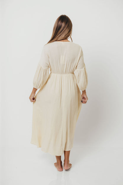 Hunter 100% Cotton Gauze Midi Dress in Butter - Bump Friendly