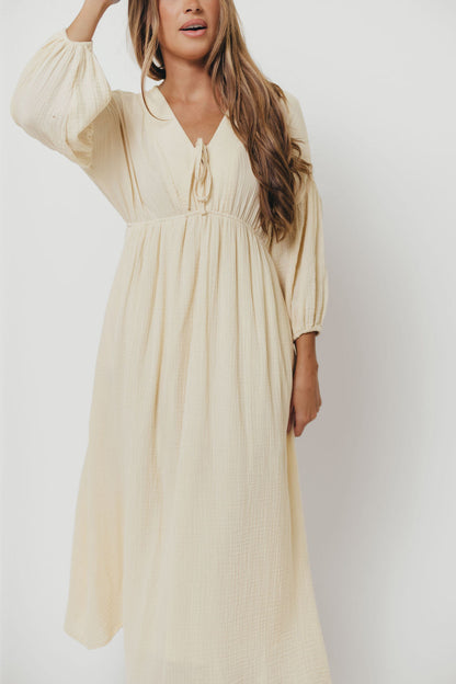 Hunter 100% Cotton Gauze Midi Dress in Butter - Bump Friendly