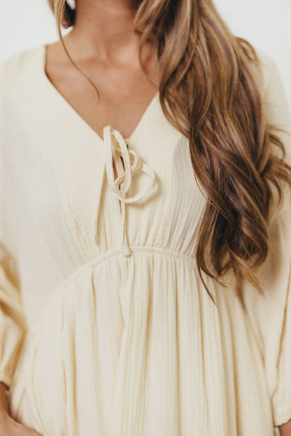 Hunter 100% Cotton Gauze Midi Dress in Butter - Bump Friendly