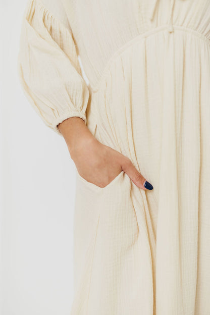 Hunter 100% Cotton Gauze Midi Dress in Butter - Bump Friendly