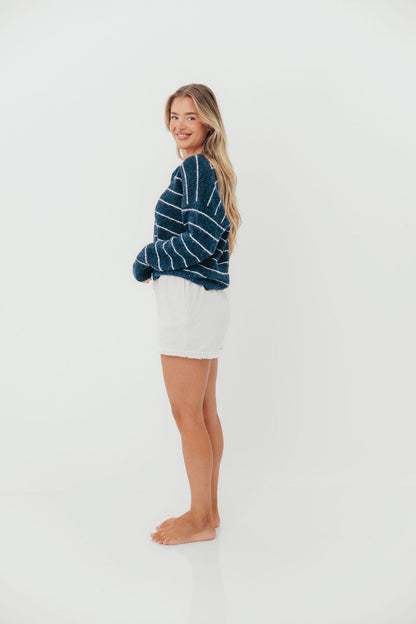 Bellevue Cardigan Top in Navy Ivory