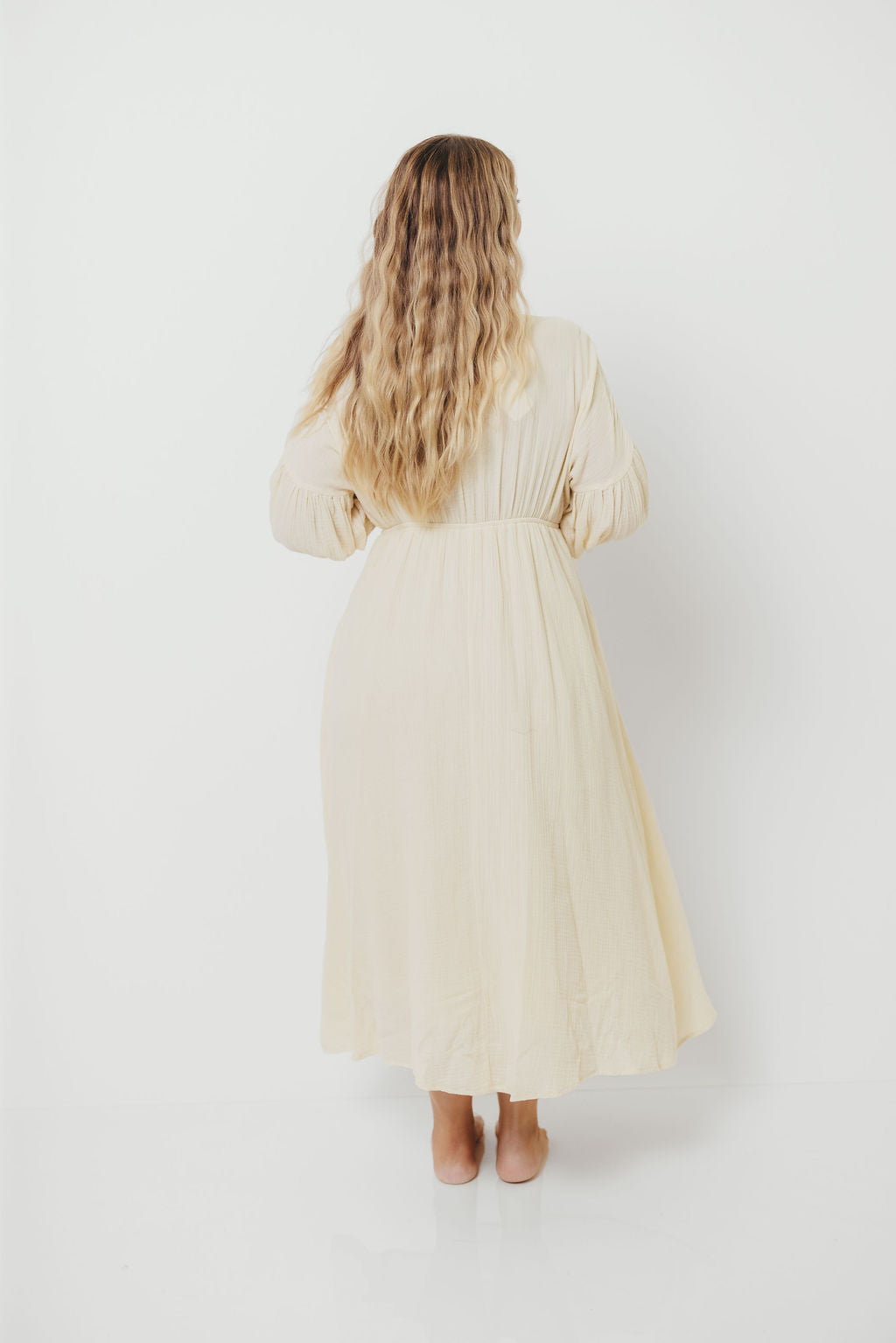 Hunter 100% Cotton Gauze Midi Dress in Butter - Bump Friendly