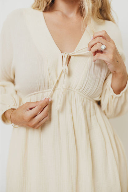 Hunter 100% Cotton Gauze Midi Dress in Butter - Bump Friendly