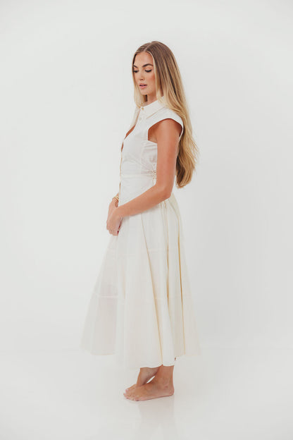AnnaLynne Midi Dress in Milk White