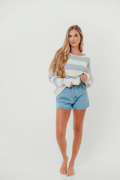 Calloway Sweater in Light Blue White