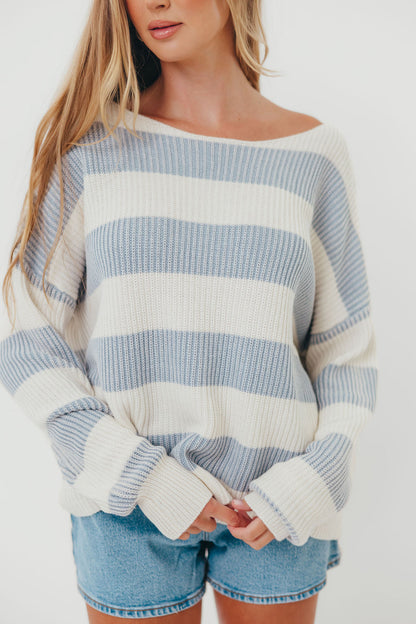 Calloway Sweater in Light Blue White