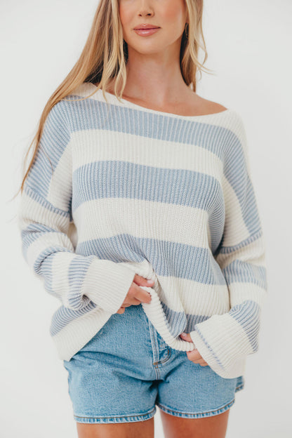 Calloway Sweater in Light Blue White
