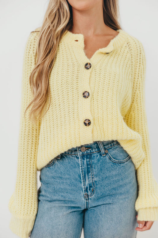 Bobbi Sweater Cardigan in Lemon