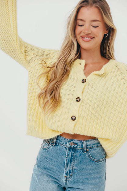 Bobbi Sweater Cardigan in Lemon