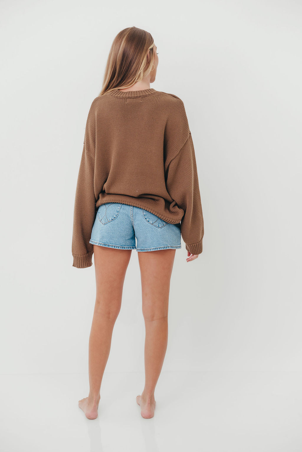 Justice American Flag Crewneck Sweater in Olive Brown