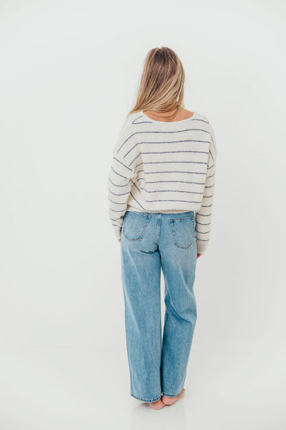 Bellevue Cardigan Top in Ivory Navy