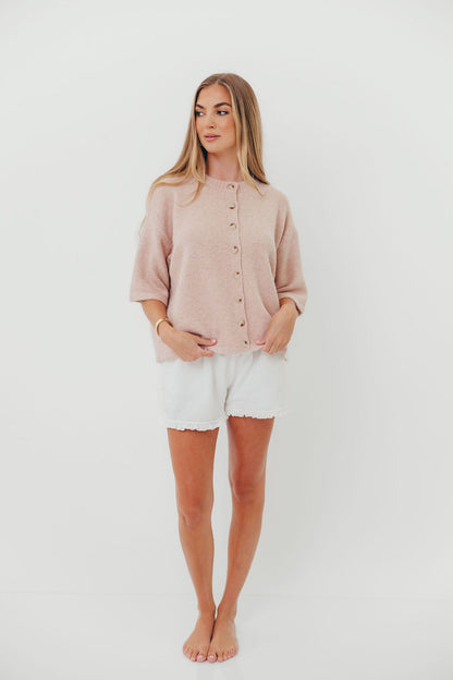 Davina Button-Up Sweater in Ballet