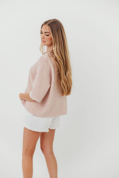 Davina Button-Up Sweater in Ballet