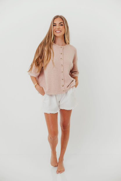 Davina Button-Up Sweater in Ballet
