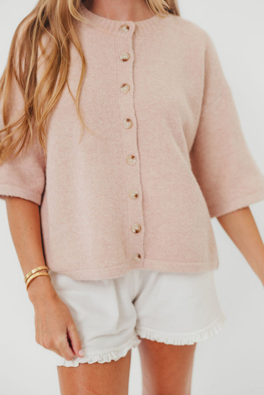 Davina Button-Up Sweater in Ballet
