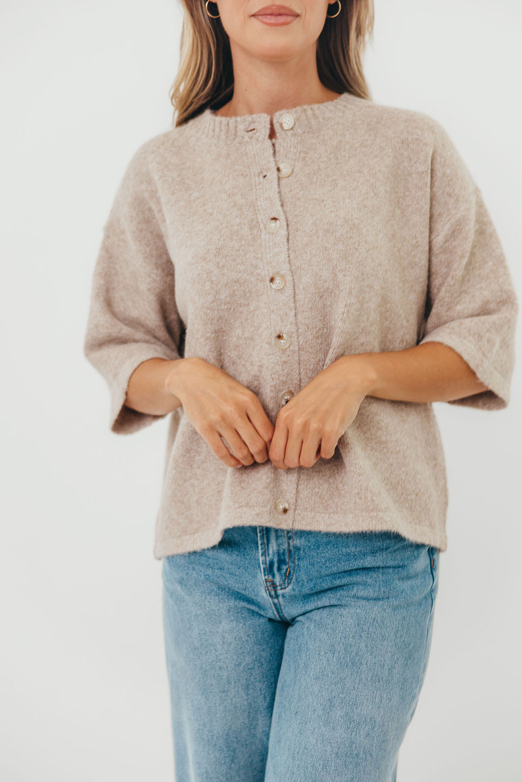 Davina Button-up Sweater in Mocha