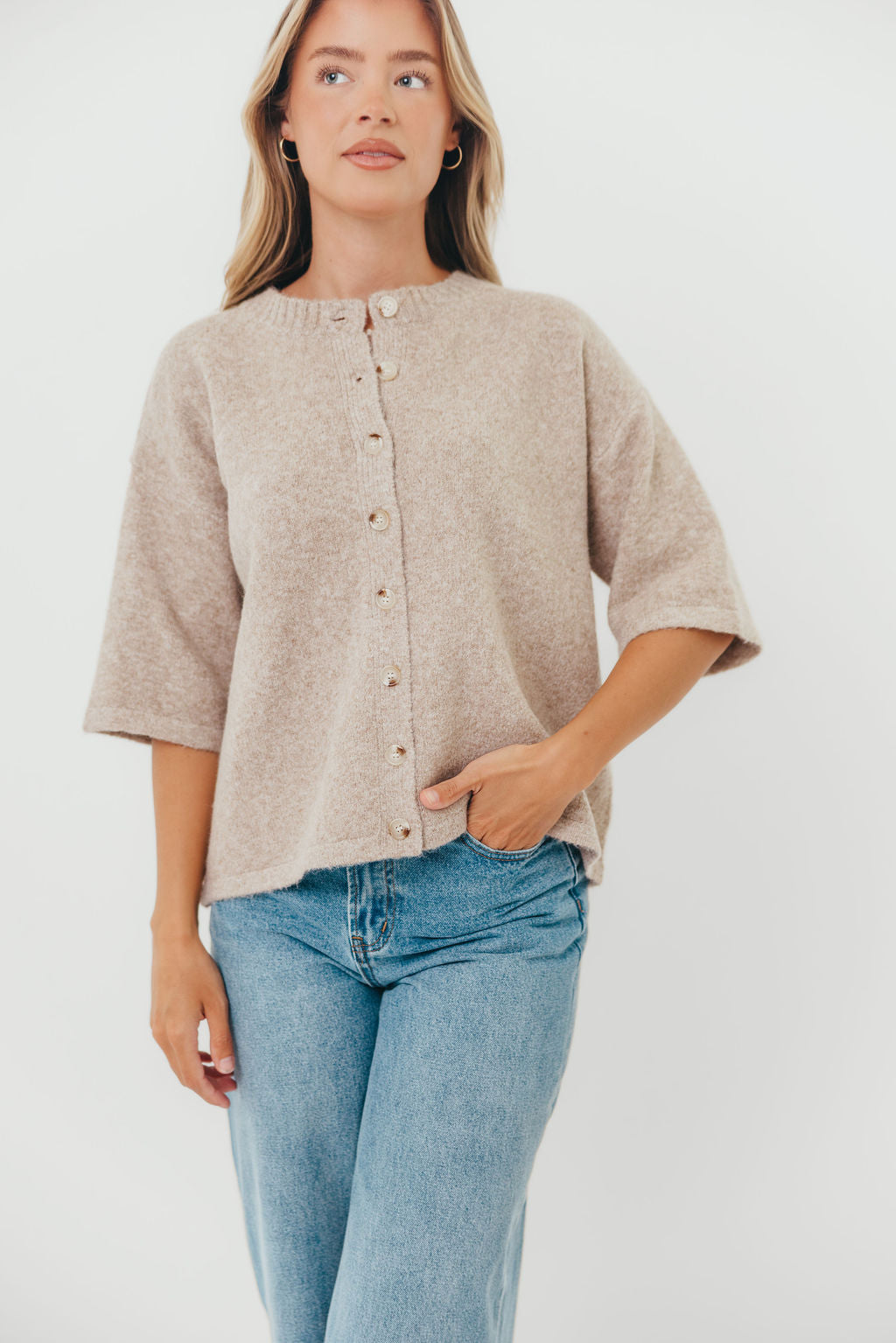 Davina Button-up Sweater in Mocha
