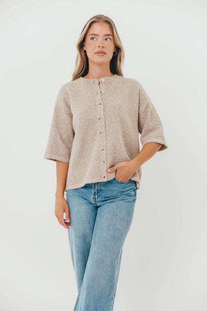 Davina Button-up Sweater in Mocha