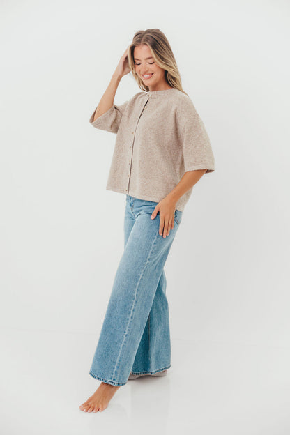 Davina Button-up Sweater in Mocha