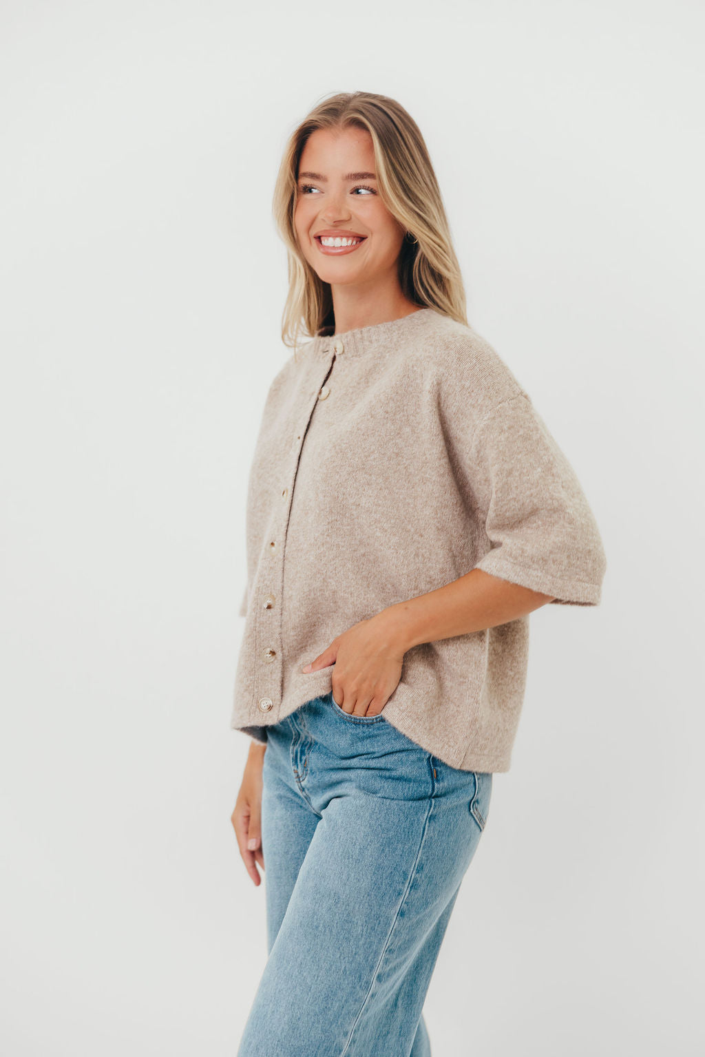 Davina Button-up Sweater in Mocha