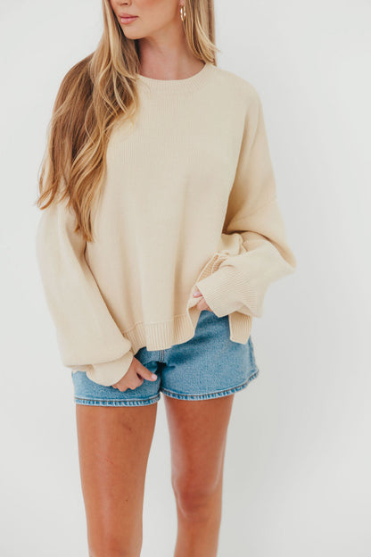 Leigh Drop Shoulder Sweater in Ecru