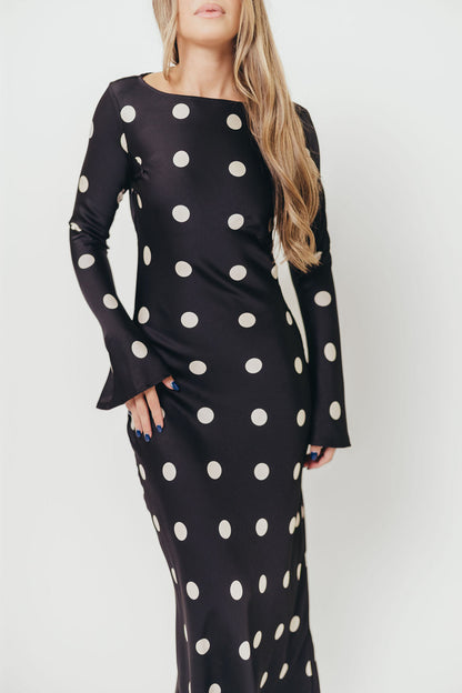 Georgie Polka Dot Maxi Dress in Black