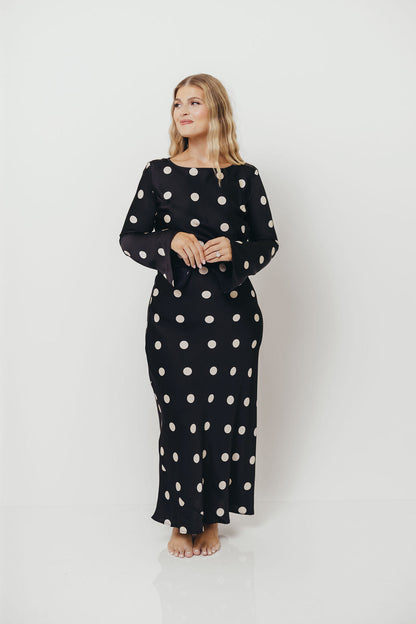 Georgie Polka Dot Maxi Dress in Black