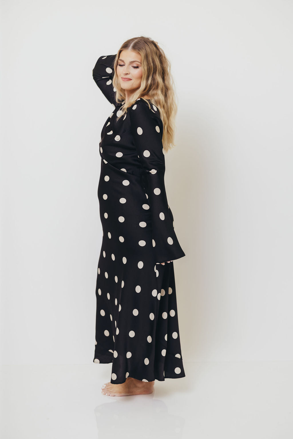 Georgie Polka Dot Maxi Dress in Black