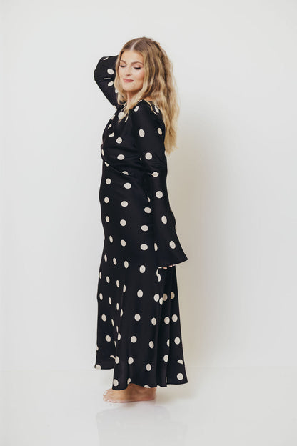 Georgie Polka Dot Maxi Dress in Black