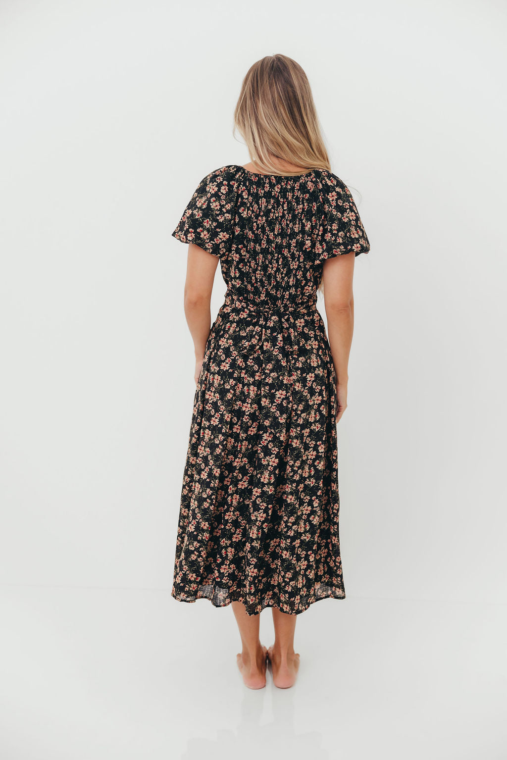 Milania Midi Dress in Black Floral