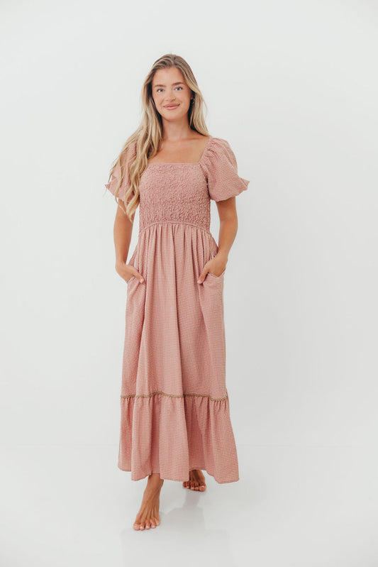 Laverne Special Smocking Maxi Dress in Dusty Rose