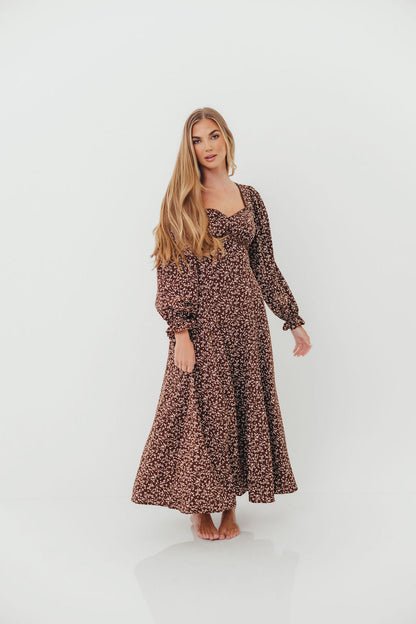 Erin Floral Maxi Dress in Mocha