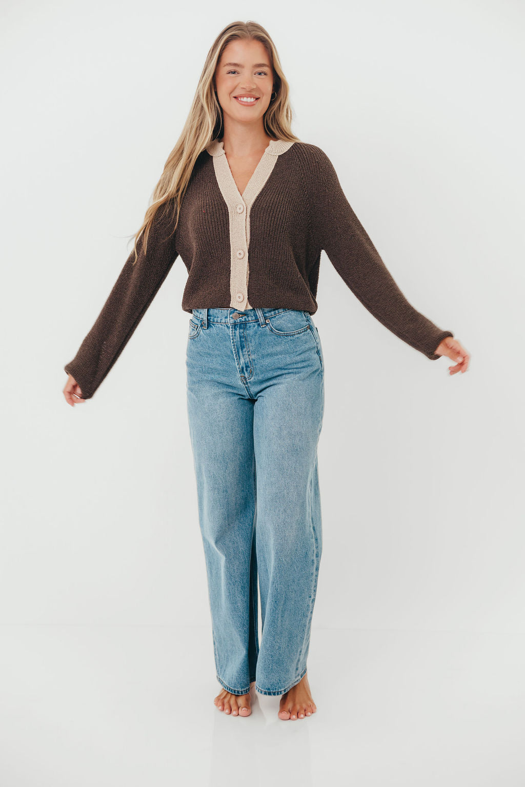 Holland Cardigan Top in Warm Charcoal