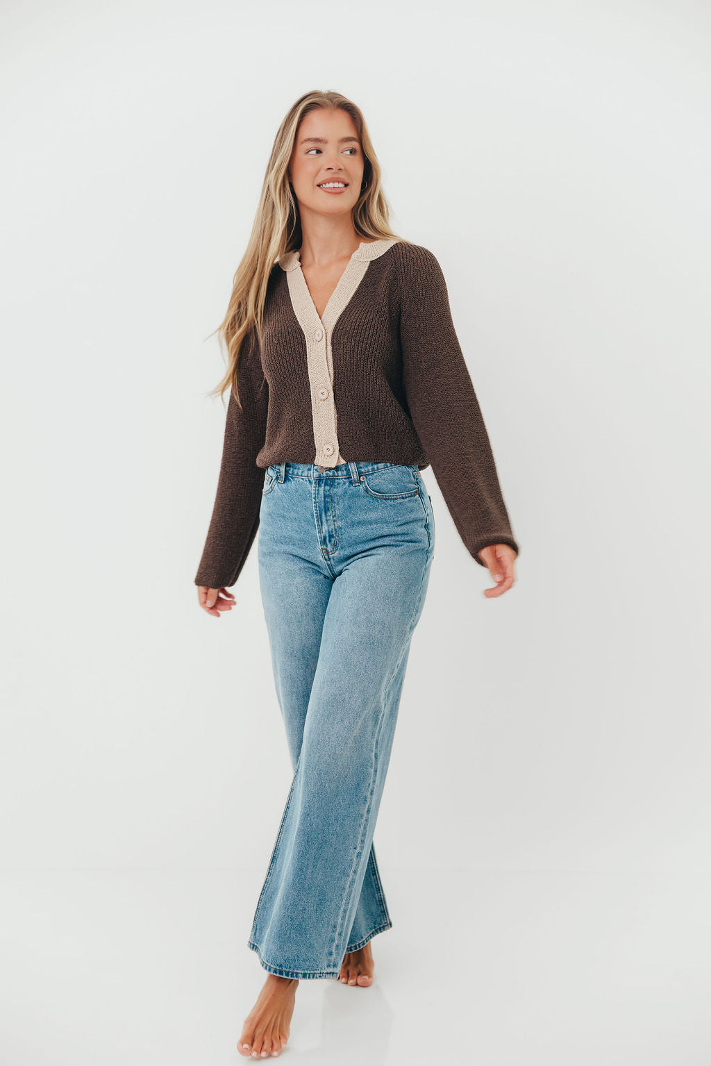 Holland Cardigan Top in Warm Charcoal
