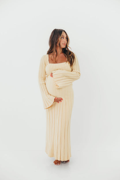 Rowan Square Neck Maxi Dress in Buttercream