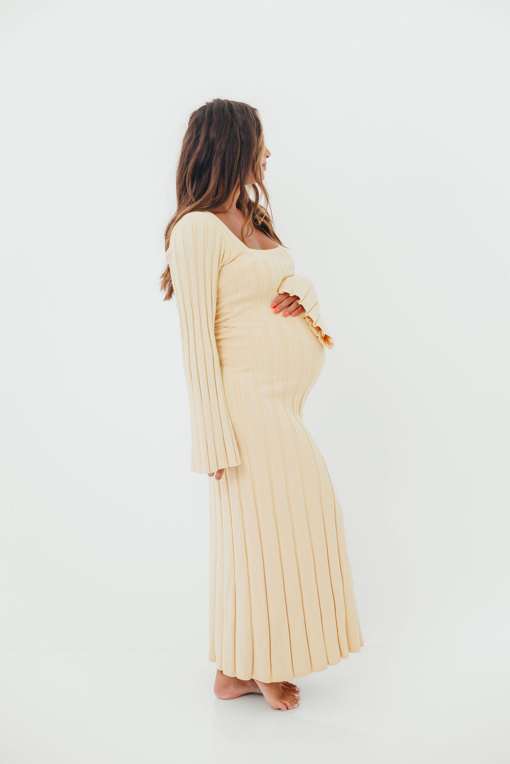 Rowan Square Neck Maxi Dress in Buttercream