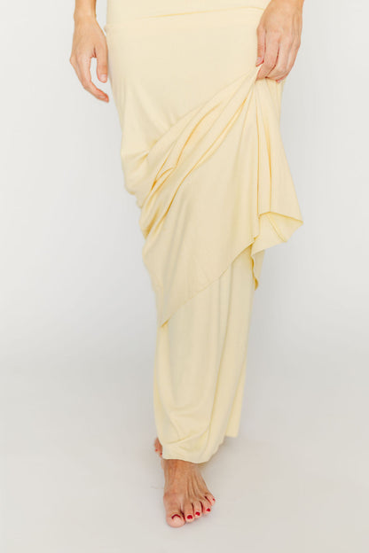 The Charlie Ribbed Maxi Dress in Butter Yellow - Bump Friendly