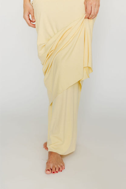 The Charlie Ribbed Maxi Dress in Butter Yellow - Bump Friendly