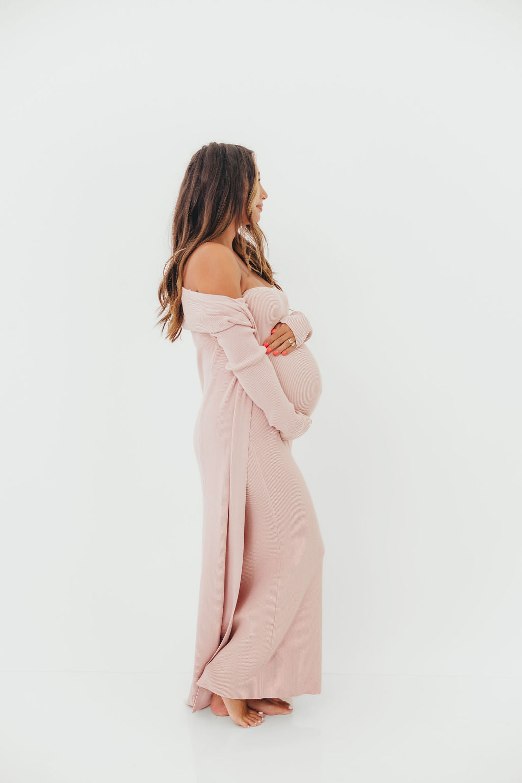 Lina Two Piece Dress Set in Dusty Blush - Bump Friendly