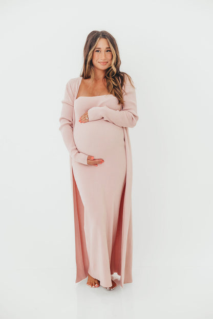 Lina Two Piece Dress Set in Dusty Blush - Bump Friendly