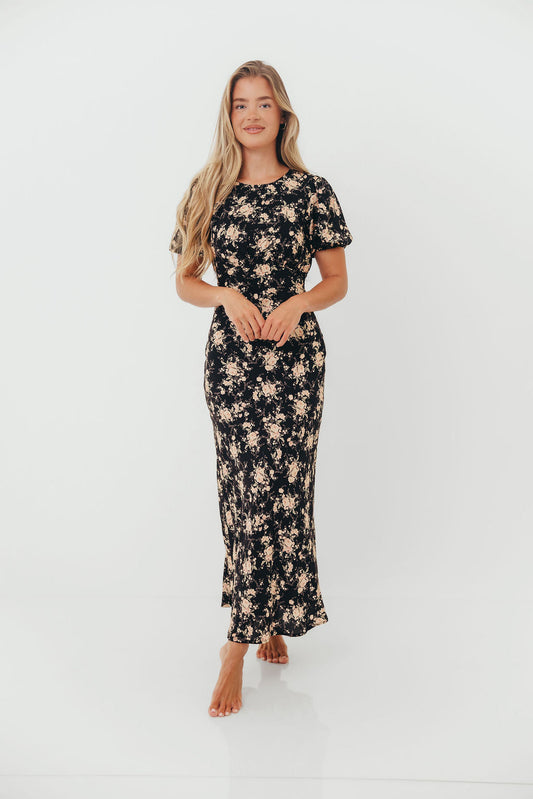 Annie Maxi Dress in Black Floral