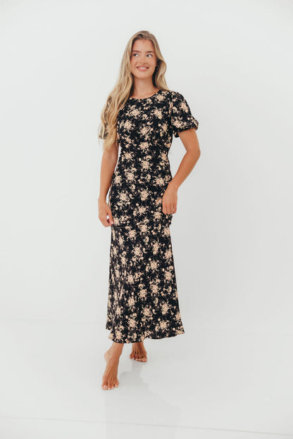 Annie Maxi Dress in Black Floral