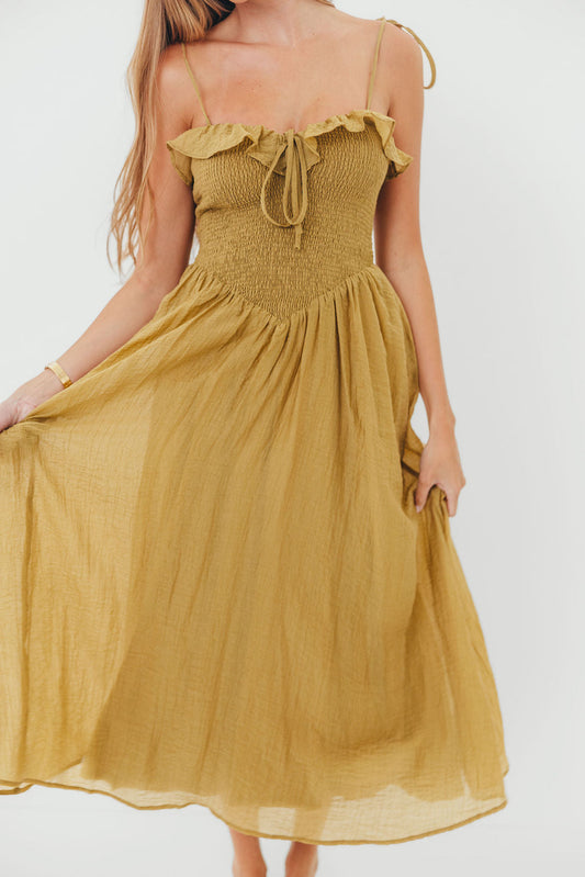 Carine Midi Dress in Avocado