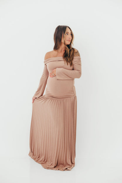 Lennox Long Sleeve Maxi Dress in Taupe