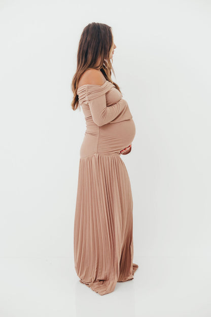 Lennox Long Sleeve Maxi Dress in Taupe