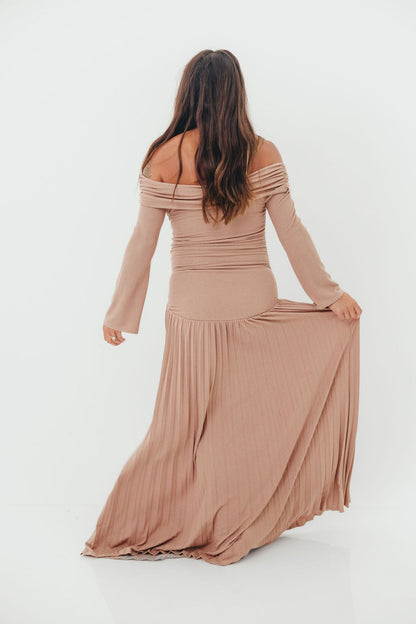 Lennox Long Sleeve Maxi Dress in Taupe