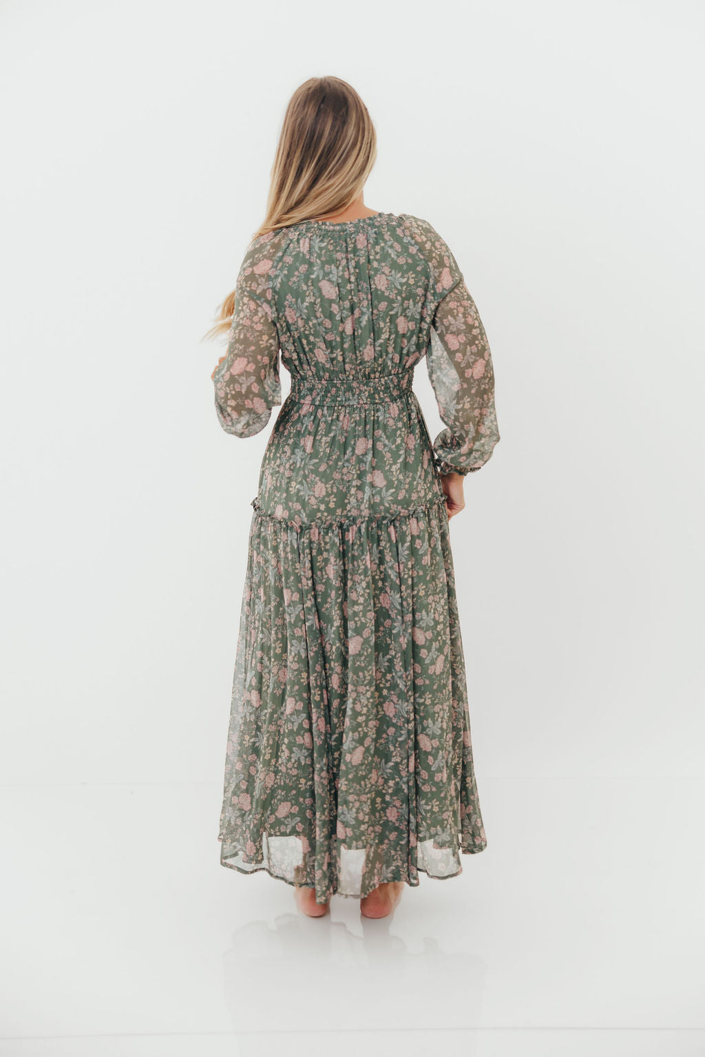 Rosita Floral Maxi Dress in Dusted Eucalyptus